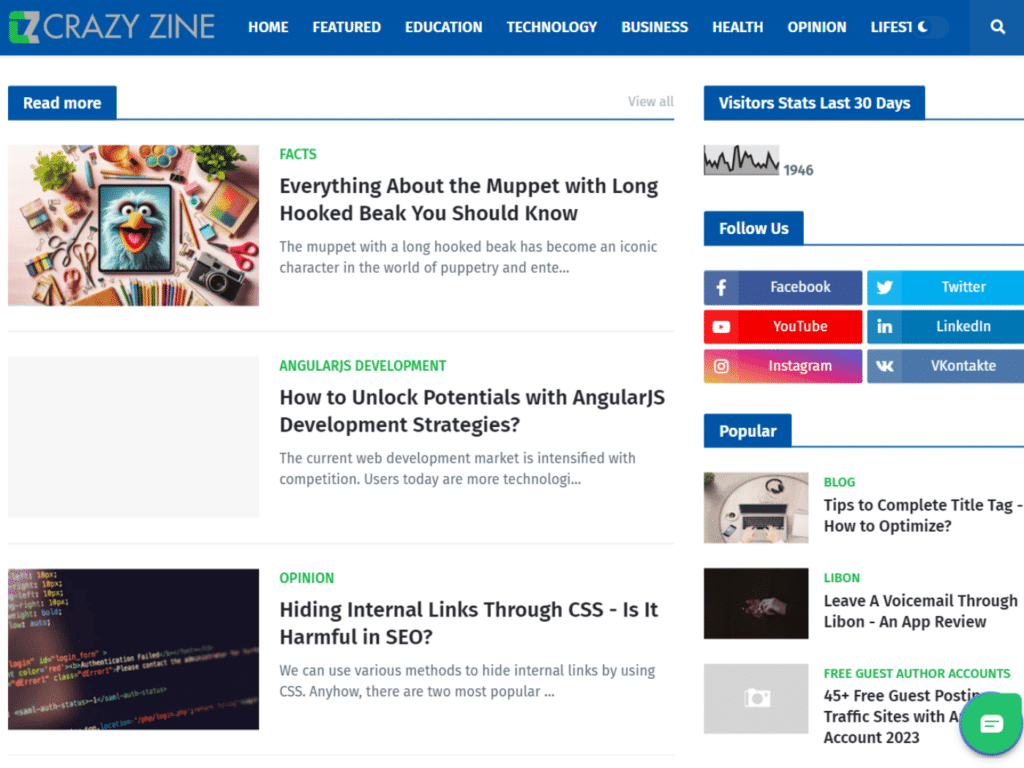 Review crazyzine.com website & domain collaboration opportunities Guest Posts, Backlink exchanges, marketing outreach and partnerships