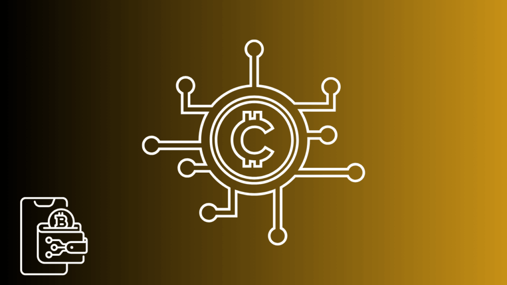 A conceptual graphic showing a digital cryptocurrency wallet and a central network hub, illustrating the key differences between crypto accounting and crypto bookkeeping for investors.