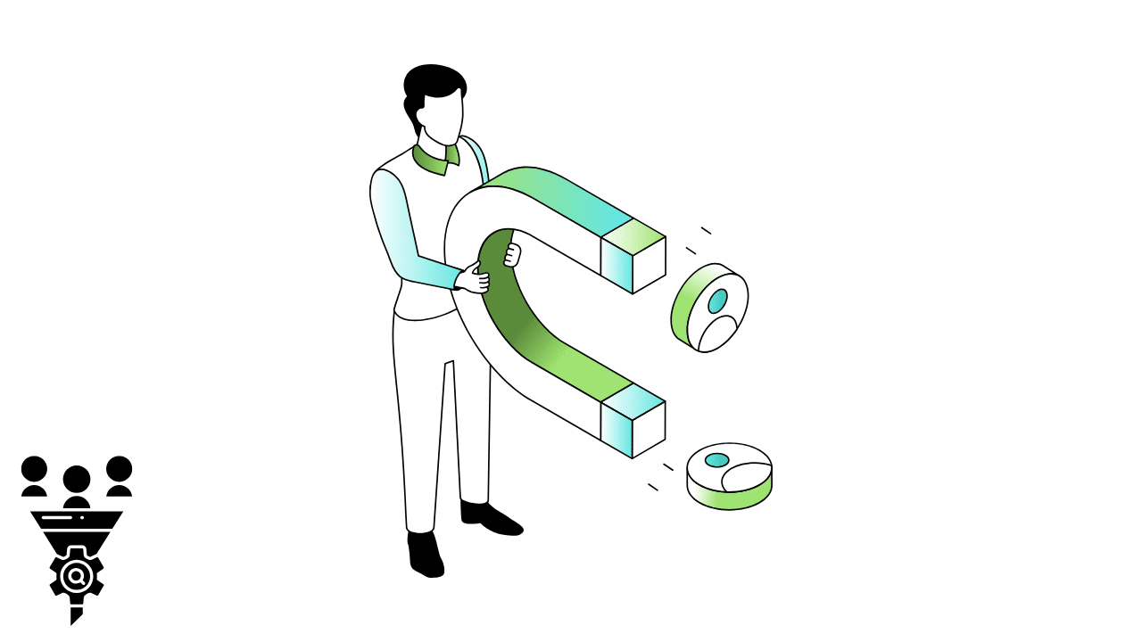 A 3D illustration of a smartphone with floating heart, message, and notification icons on a purple background, representing social media lead generation strategies that actually work.