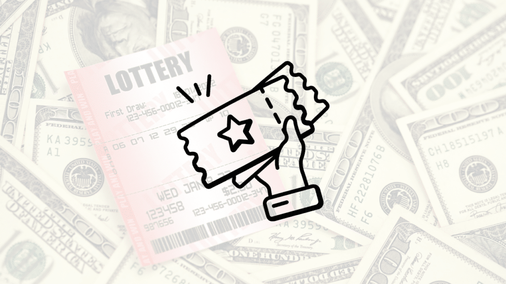A featured image graphic showing a lottery ticket slip and a hand holding a ticket icon over a background of cash bills, representing data-driven Pick 3 strategies.