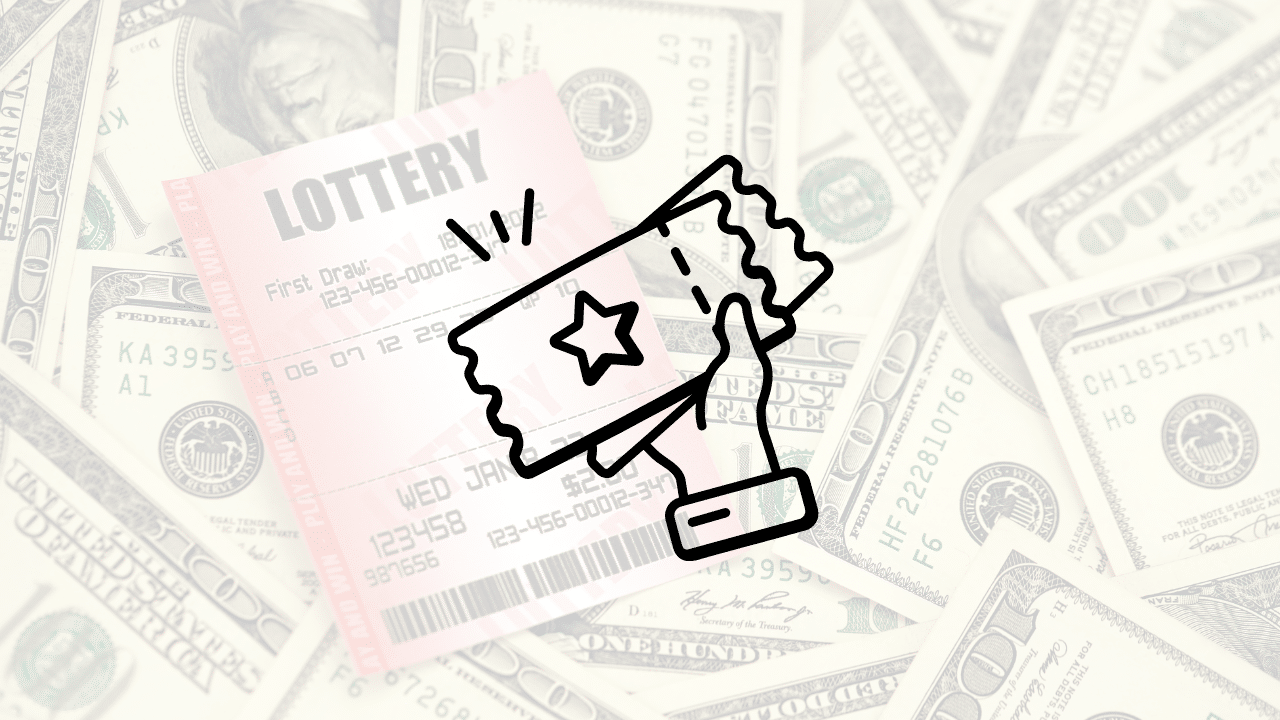 A featured image graphic showing a lottery ticket slip and a hand holding a ticket icon over a background of cash bills, representing data-driven Pick 3 strategies.